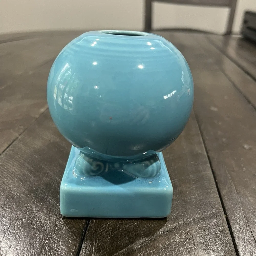 Fiestaware Fiesta Turquoise Round Ball Bulb Candlestick Holder‎ Retired